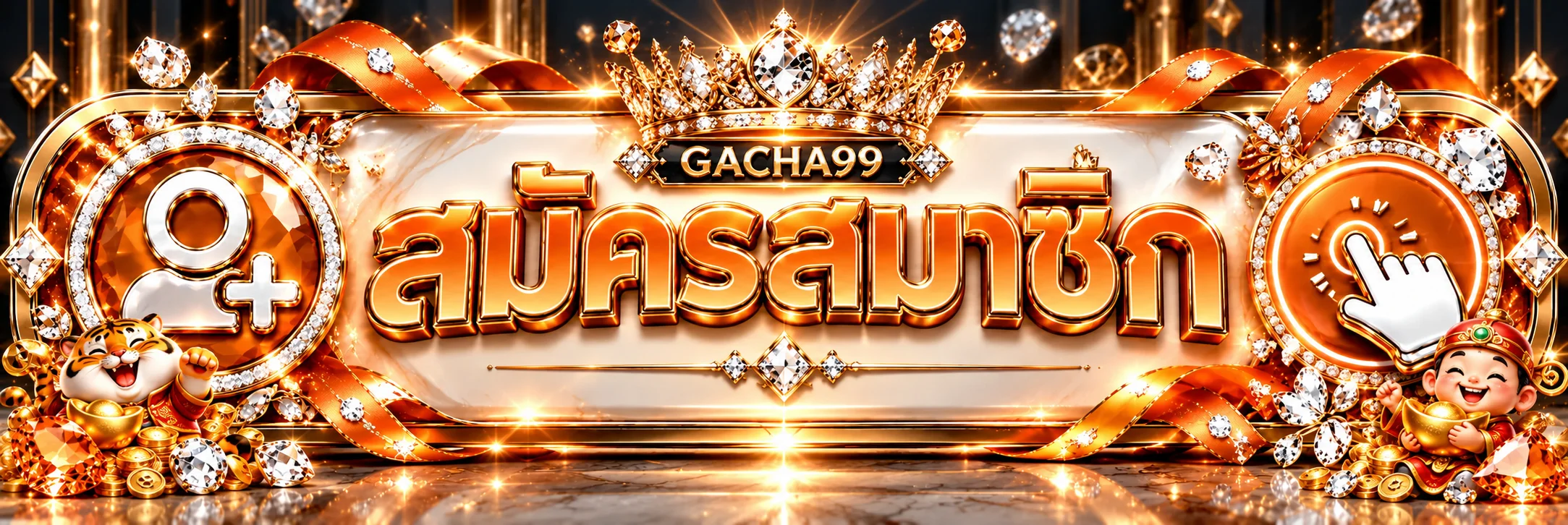 แบนเนอร์สมัครสมาชิกและทางเข้า GACHA99 สำหรับผู้ใช้มือถือ